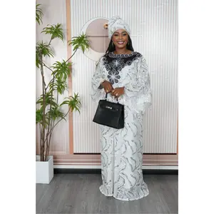 Elegant African Dresses for Women Muslim Fashion Boubou Abayas Robe Dashiki Ankara Lace Outfits Evening Gown Kaftan Maxi Dress