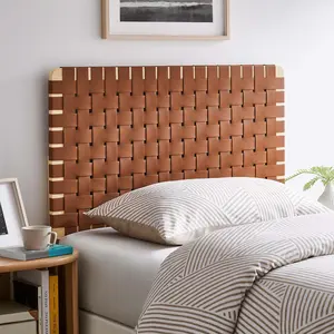 Modway Sparta Weave Twin Vegan Leather Headboard in Natural Brown