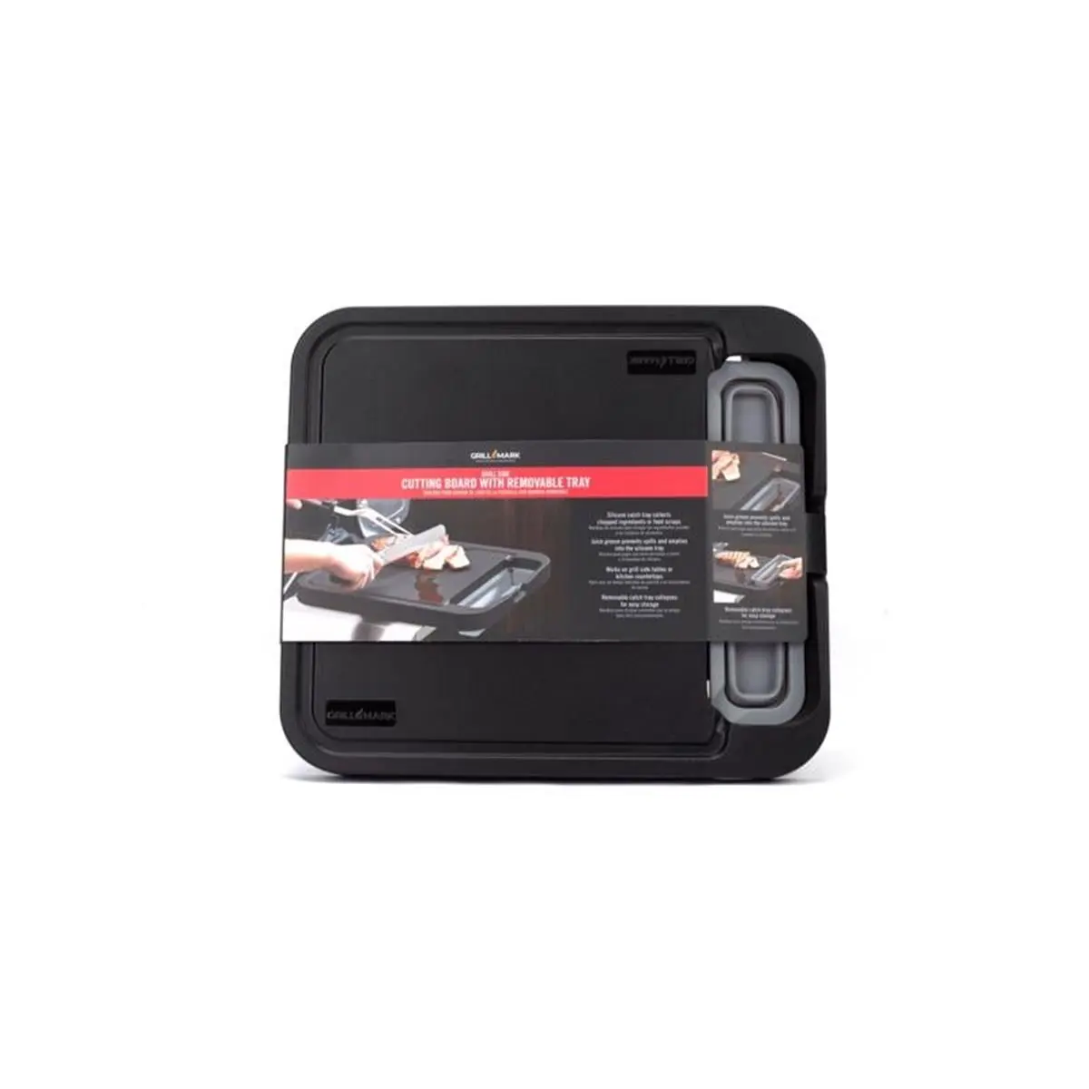 Grill Mark 8113257 Stylish Rectangular Plastic Chopping Board - Black Polypropylene, Kitchen Household Essential, Ideal for Special Occasions, Themed Parties