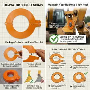 6 Piece Construction Machine Pins Shim, Various Sizes Available, Compatible with Excavator, Wheel Loader, Bulldozer, Crane Equipment