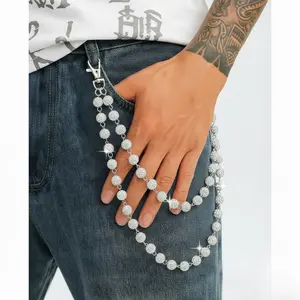 Baseball Punk Jeans Key Chain Exquisite Rhinestone Pocket Chain wallet chain