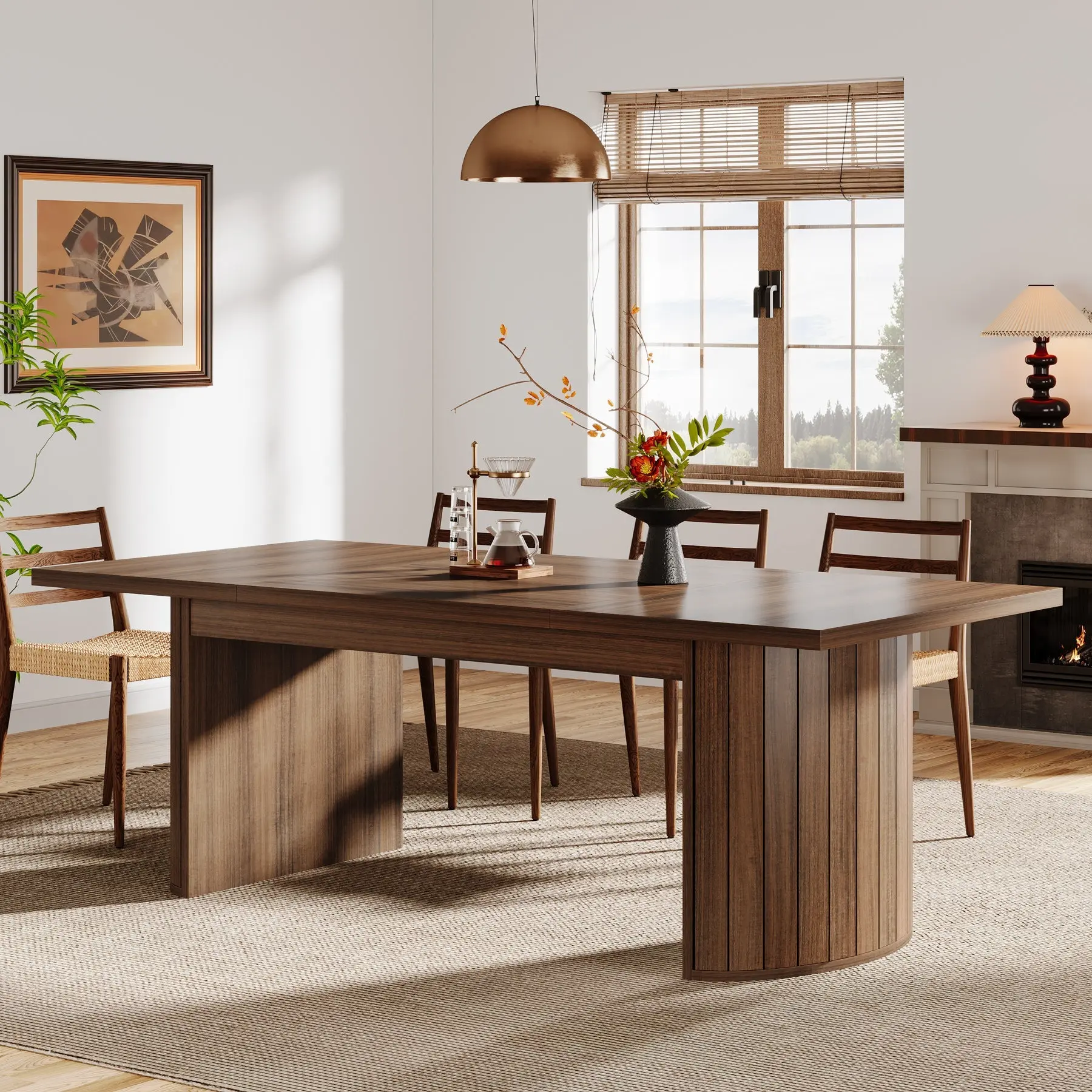 Spaco 78.7in Extra Long Rustic Rectangular Solid Wood Dining Room Table - Farmhouse Casual Long-Durability Design, Seats 6-8, Ideal for Kitchen, Dining Room, Long-Durability Dining Tables