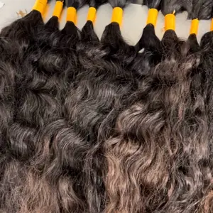Bougietto Raw Indian Curly Bulk Hair for Braids - 12-24 Inches