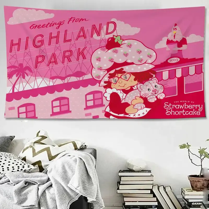 S-Strawberry Cartoon S-Shortcake Girl DIY Wall Tapestry Hanging Tarot Hippie Wall Rugs Dorm Home Decor