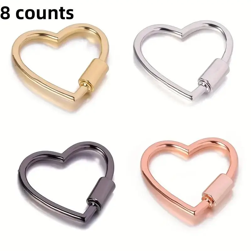 Heart Shaped Climbing Buckle Clip, 8 Counts Multi-functional Climbing Buckle Clip, Carabiner for Leash, Climbing Buckle Hook for Outdoor Camping Hiking Fishing Trip Dog Rope Buckles, Hook Carabiner, Hook Keeper, Carabiner Hooks