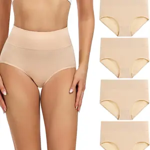 Women's Cotton High Waisted Briefs, Full Coverage Panties, 4 Pack (Regular & Plus Size) - MedyWirarpa - Comfort, Womenswear