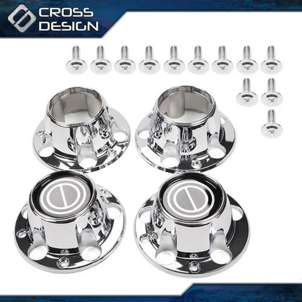 CROSSDESIGN Set Of 4 Chrome Fit For F150 / Bronco/Van 4x4 Wheel Center Caps Hubs W/Screws