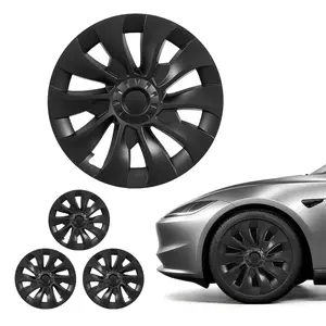 【Father's Day Gift】VEVOR 18-Inch ABS Hubcaps for 2017-2023 Tesla Model 3, Set of 4 OEM-Style Snap-On Wheel Covers, 10-Spoke Matte Black Full-Cover Design, Secure Fit Sturdy & Long-Lasting Rim Replacements