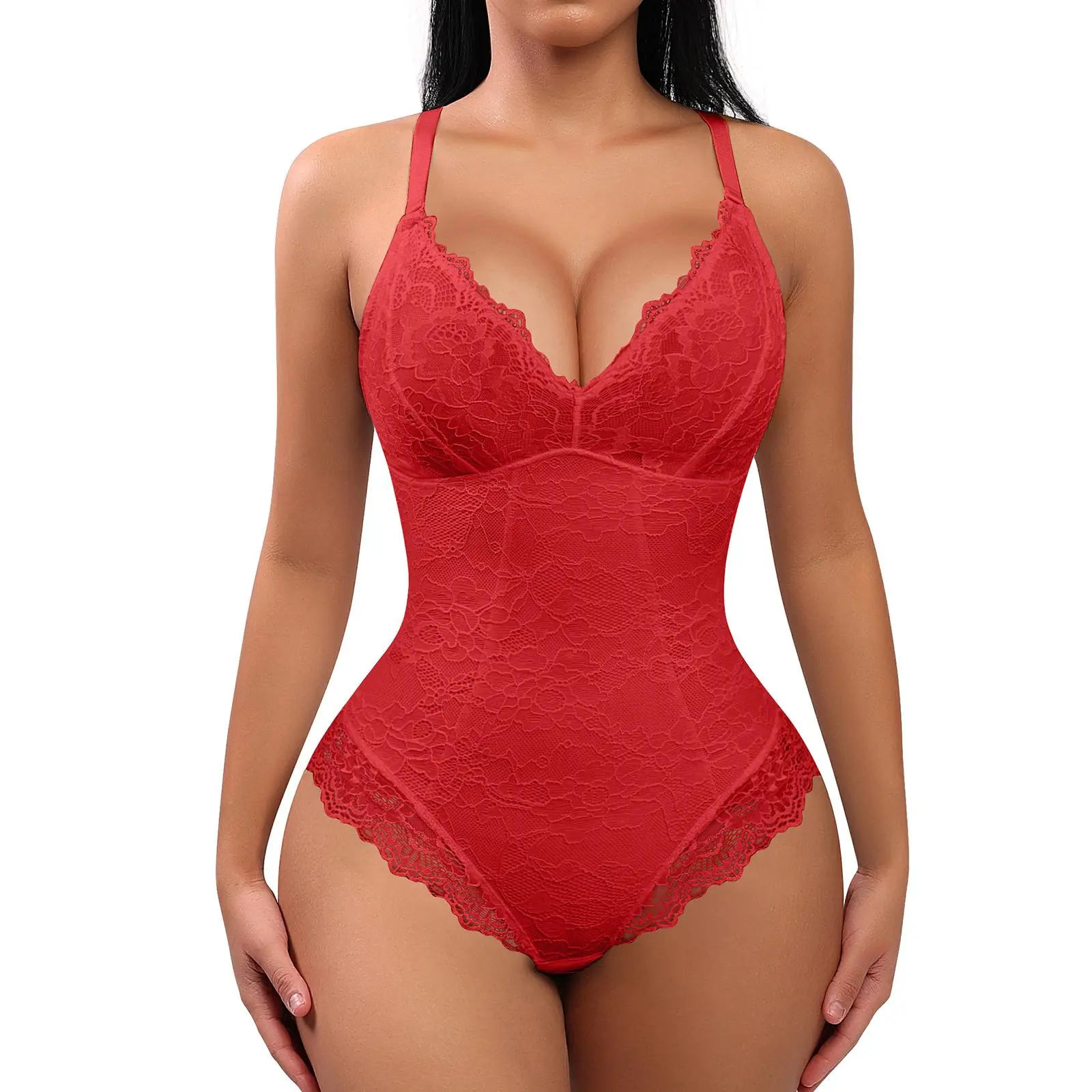 FeelinGirl Sexy Lace Bodysuit Shapewear for Women Thong Adjustable Seamless Underwear Womenswear  Nylon Tops1 Valentine's Day Gift #Summervibes