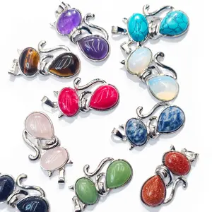 L1588]Crystal Kitty Pendant DIY tools set DIY Beads charms