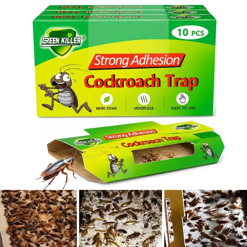 10-pack of strong sticky cockroach traps - includes bait, non-toxic and odorless, compact and portable, suitable for household pest control, safe for pets and children, and suitable for daily use.