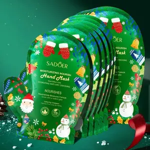 5 Pairs of Christmas Nicotinamide Hand Masks, Deep Moisturizing, Hydrating, and Nourishing for Soft, Smooth Hands, Festive Design with Santa Hats and Snowflakes, Unisex Holiday Gift, Fun Packaging, Hand Mask Gloves, Hand Care Product