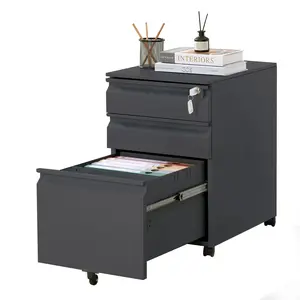 Mobile Filing Cabinet 3 Drawer,Under Desk File Cabinet with Lock & Anti-Tip Wheel, Metal Rolling Filing Cabinets for Home Office Organizer,a4/Letter/Legal Hanging File Folders