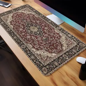 Vintage Oriental Design Large Gaming Mouse Pad, Rectangle Non-slip Rubber Base Stitched Edge Desk Pad, Office Desk Accessories, Corporate Work Desk Accessories, Gaming Desk Accessory for Desk Laptop Desktop