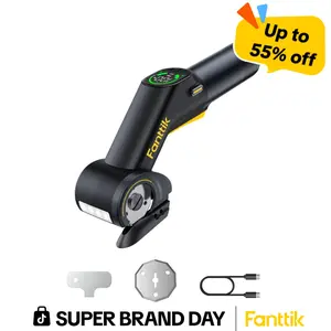 【FathersDayGift】Fanttik R200 Pro BowGuide Electric Cardboard Cutter, Cordless Scissors Tools with LED Display, 2-Speed Adjustable Rechargeable Powerful Rotary Box Cutter, 2 Blades for Fabric Cuts, Carpet, Leather Summervibes, Tools And Gadgets