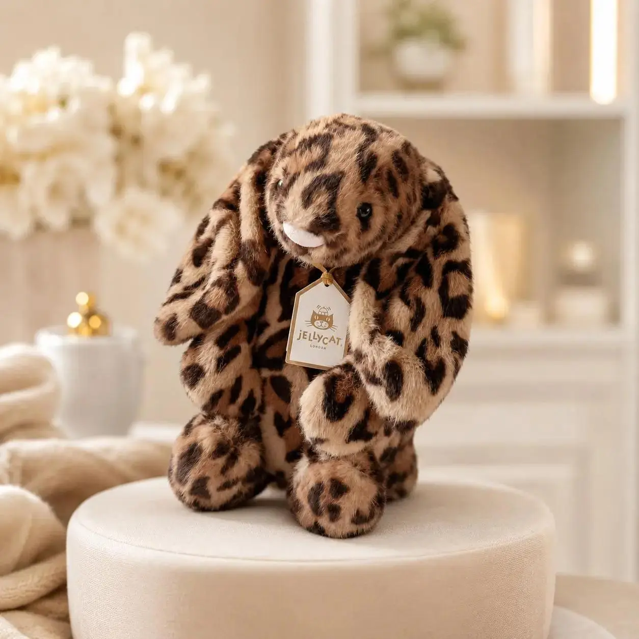 Jellycat Leopard Bunny Plush, Soft Bashful Rabbit Stuffed Animal, Cute Wild Print Bunny Toy, Baby Gift, Birthday Gift, Nursery Decor