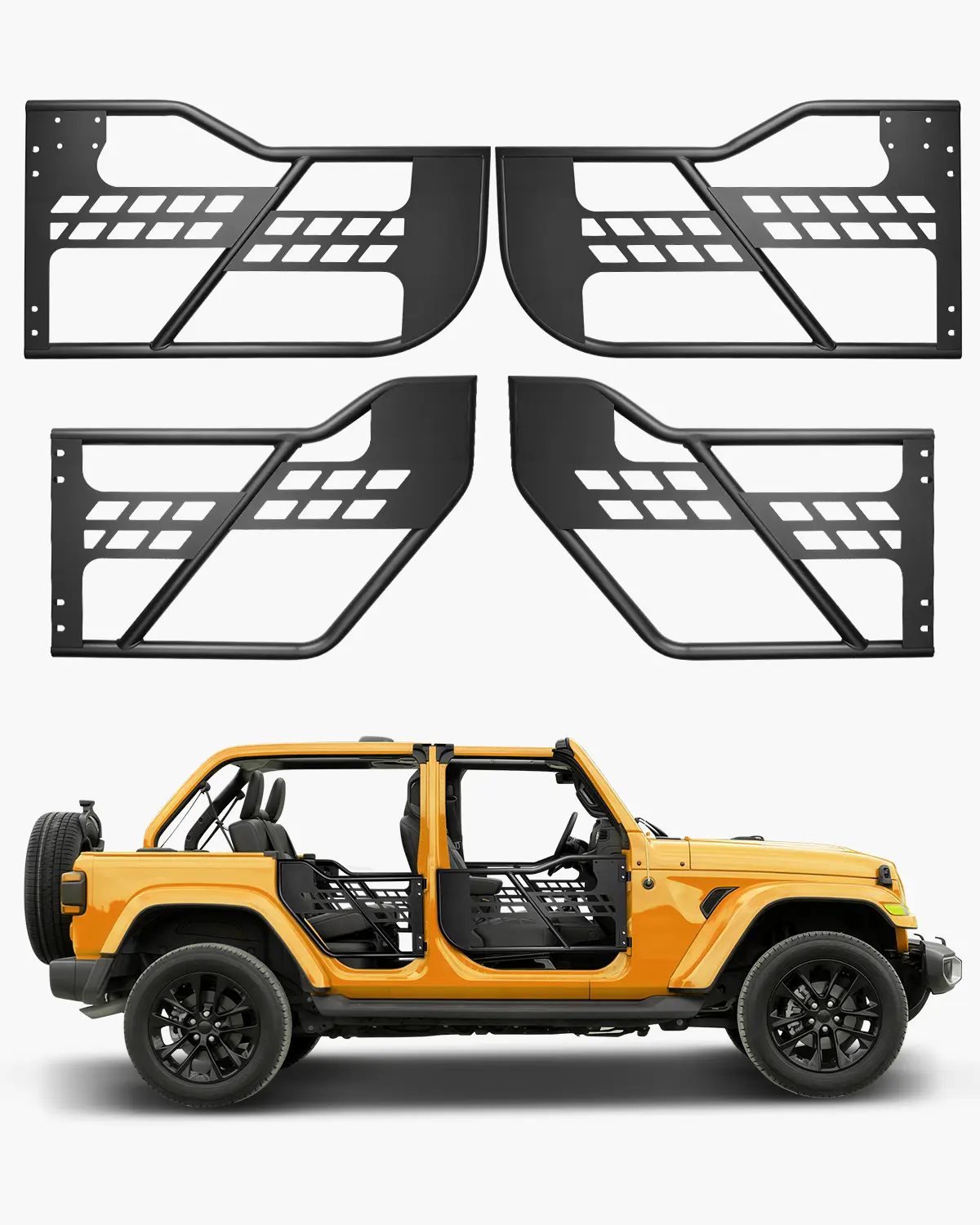 【summerfinds】VEVOR Jeep Tube Doors, 4-Door, Hunting Style Jeep Tubular Door with Heavy-Duty Hinges & OE Latch, Jeep Doors with Rubber Pads, Fit for 2018-2024 Jeep Wrangler JL & 2020-2024 Jeep Gladiator JT