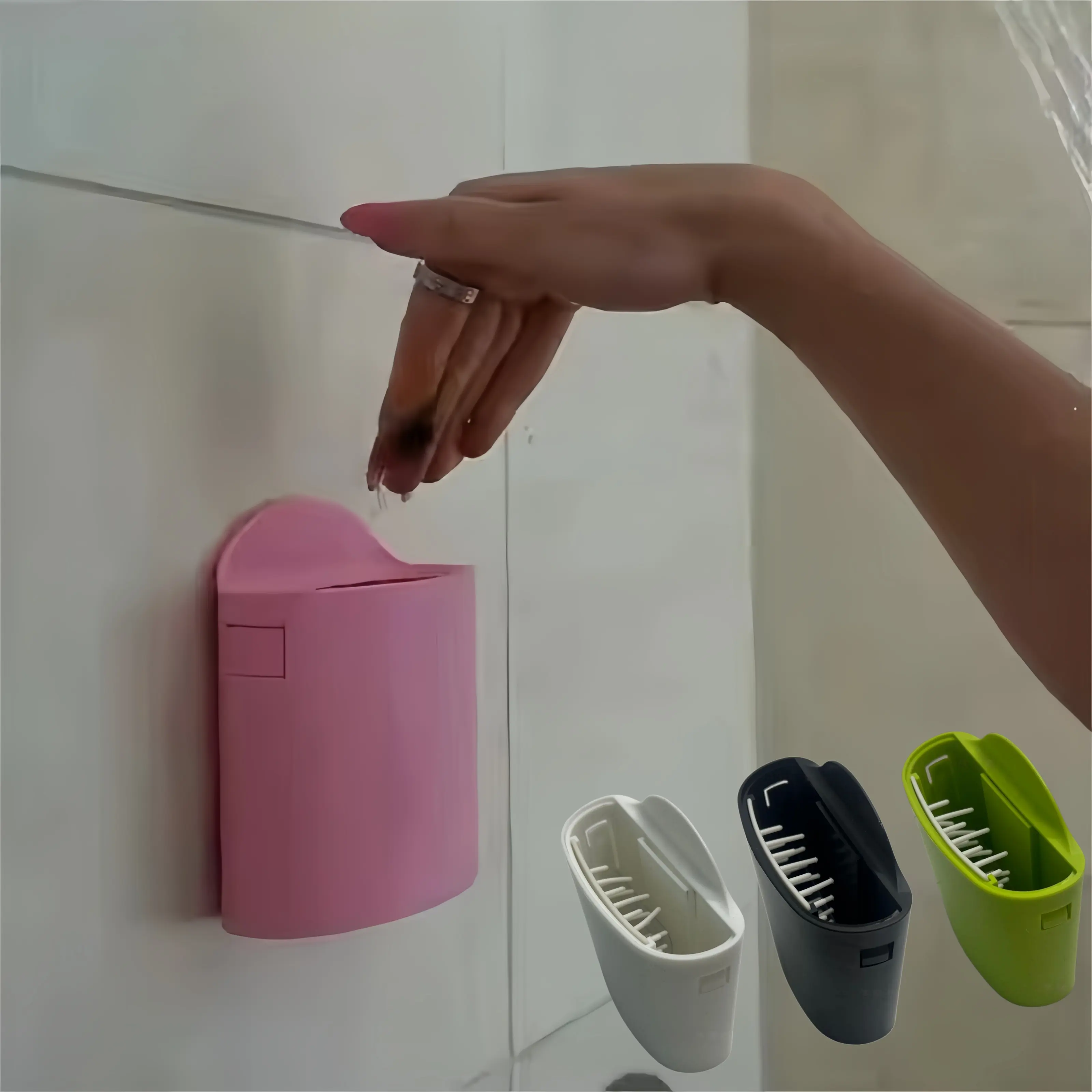 Stylish Hair Debris Storage Bin with Inner Container Spike Pad & Suction Cups for Bathroom Tool Storage and Tidy Shower Space, Adhesive Mount for Loose Hair & Hair Fall, Works on Marble Surfaces-MM1
