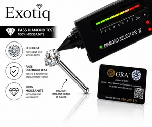 18G Moissanite Titanium Nose Stud-Ring with Ball-End Shape, GRA Authenticity Certificate