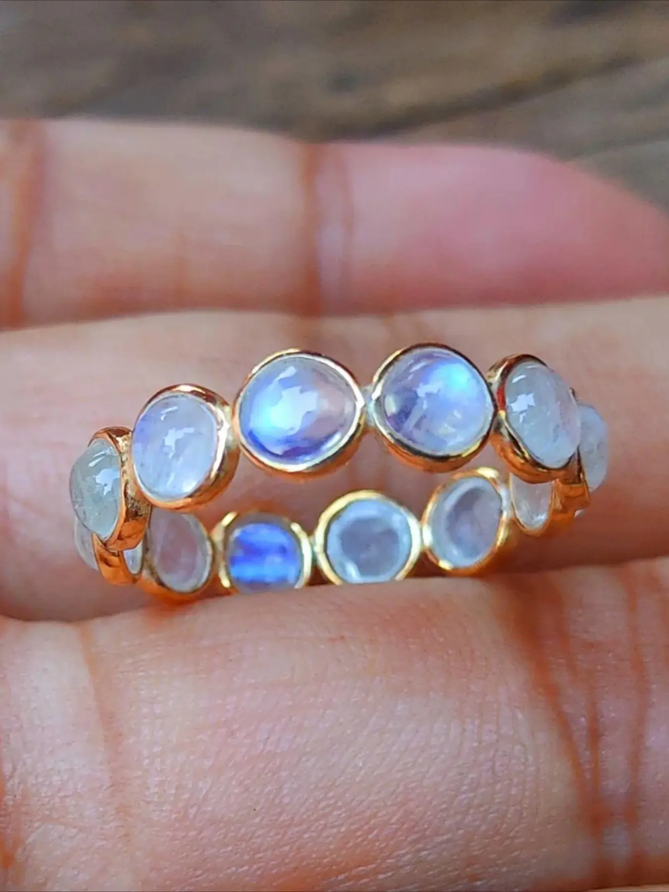 A Unique and Simple Charm Moonstone Imitation Ring, with A Gold Coating, Boho Style Rings, Boho Style Jewelry. Suitable for Daily Beach Wear, A Must-have for Cold Weather Outfits. A Gift for Her.