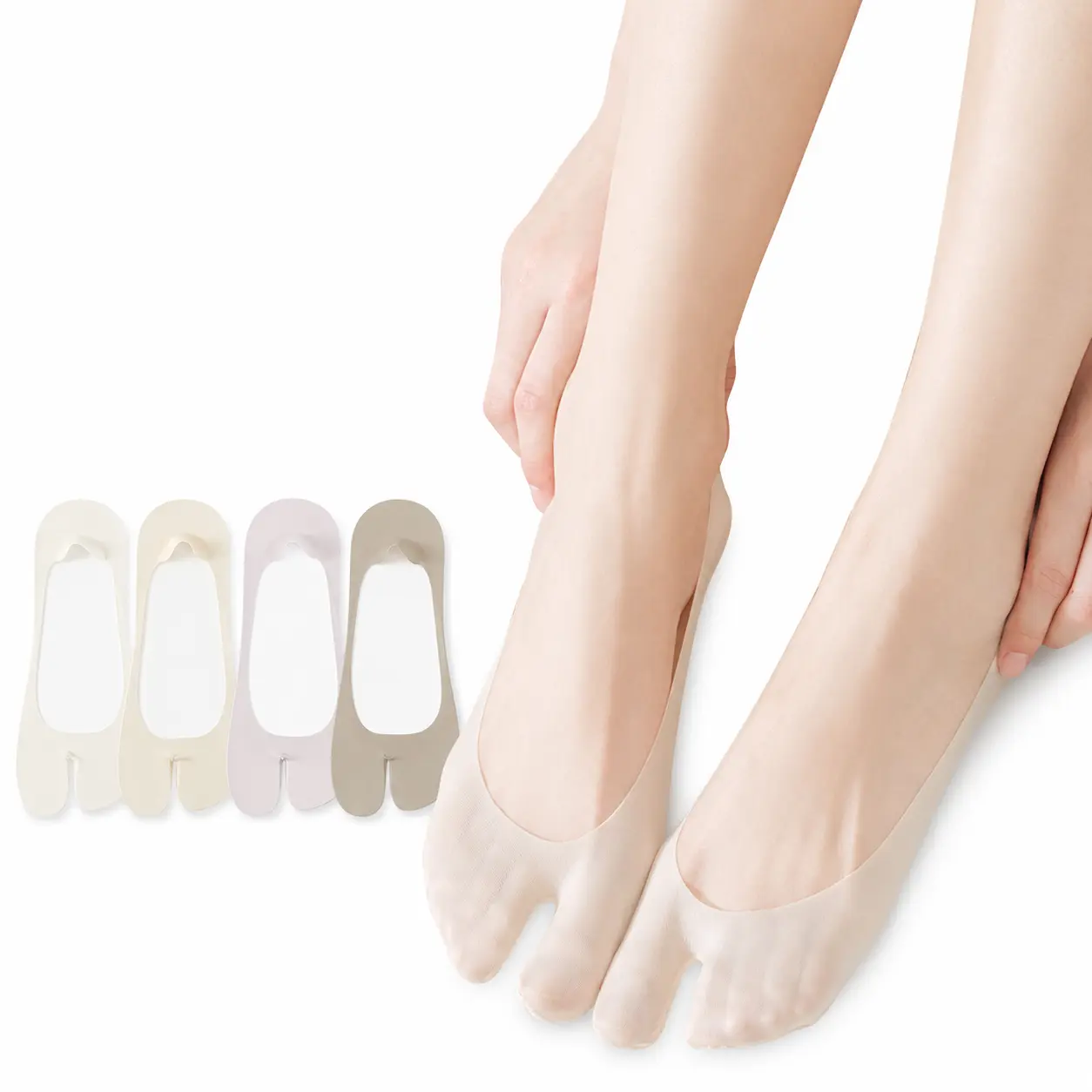 Solid Ice Silk Split-Toe Socks for Women - Minimalist Short No-Show Cut for Summer Athletic Wear, High Heels & Flats, Short Socks, Feet