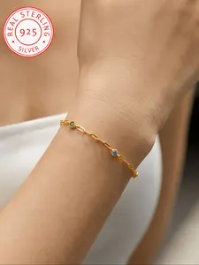 925 Silver Color Bracelet with 5 Colorful Zircon Stones, Cubic Zirconia Bracelet, Dazzling and Fashionable Gift for Girlfriend or Best Friend