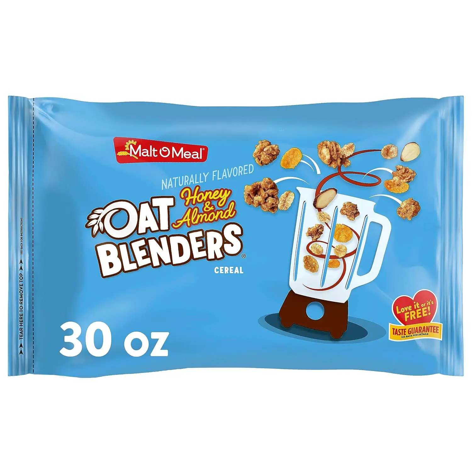 Malt-O-Meal Honey and Oat Blenders® with Almonds Breakfast Cereal, Family Size Bulk Bagged Cereal, 30 Ounce - 1 count