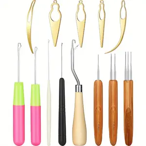 13 Pcs Dreadlocks Tool Set Includes 5 Latch Hook Crochet Needles, 3 Dreadlocks Crochet Hook and 5 Locking Hair Extensions Tool for Locs, Sisterlocks, Easyloc Hair,Hand Tools Kits