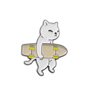 White Cat Carrying Skateboard