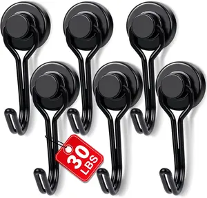6 Pack Black Magnetic Hooks, 30lbs+ Heavy Duty Strong Magnets, 2026 Cruise Ship Essentials for Cabin, Refrigerator, Grill, Kitchen & Travel Hanging