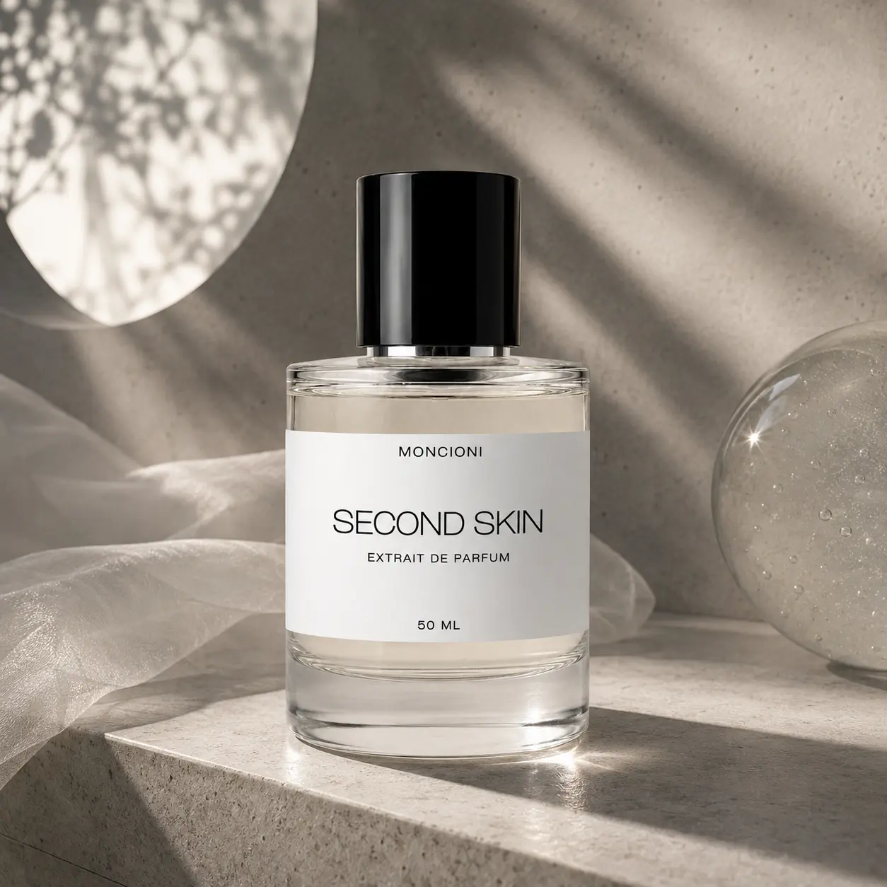 Moncioni Second Skin Extrait de Parfum - Iso E Super, Warm Woody Musk, Long-Lasting Designer-Inspired Unisex Luxury Niche Fragrance Gift