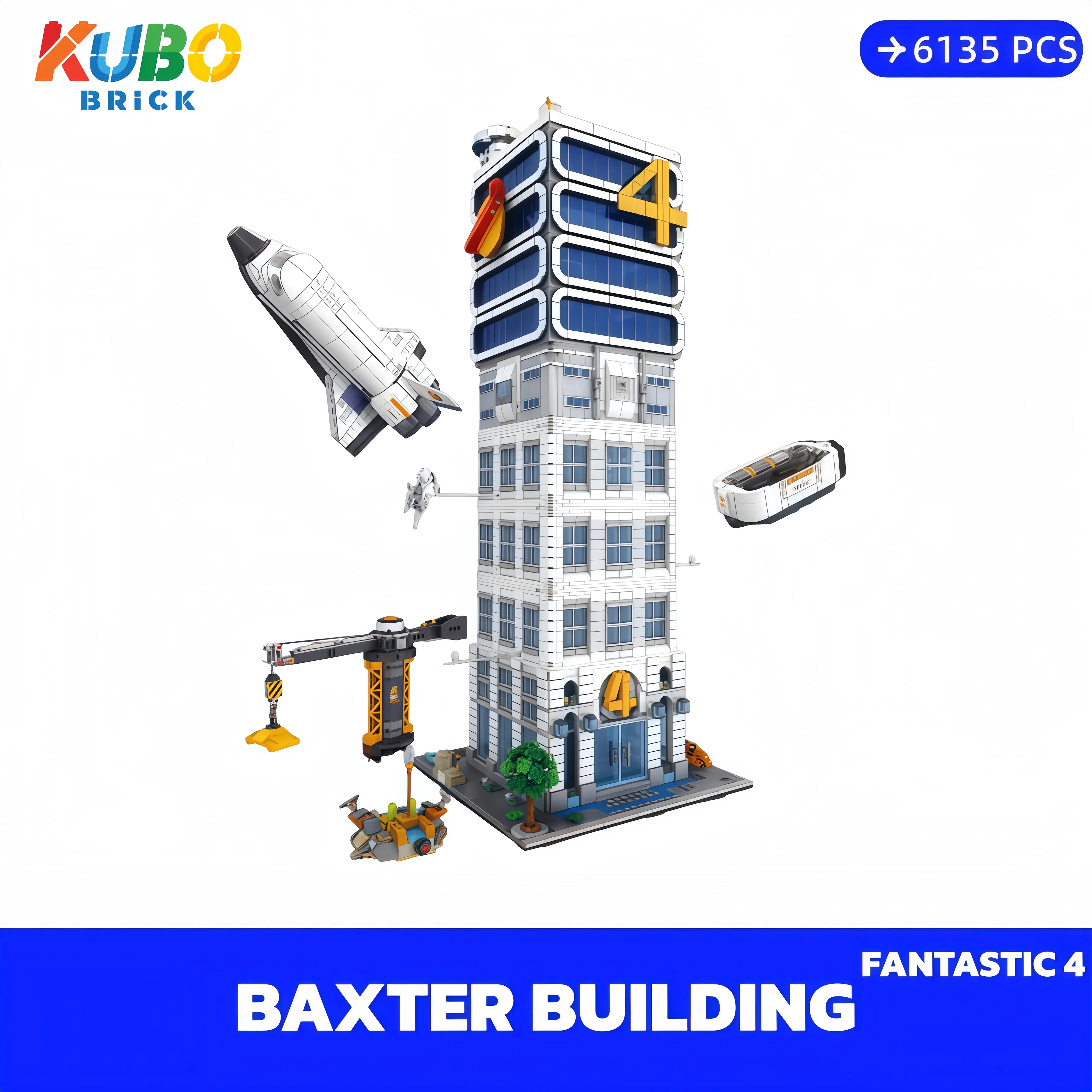 [KUBO-bricks](SHIP FREE)Fantastic 4 Modular Baxter Building Classic Space Academy Super Heroes With Gift Box 71.6*27*27cm