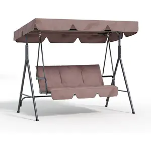 🌿 3-Person Porch Swing with Adjustable Canopy – Waterproof, Powder-Coated Steel Frame – Outdoor Swing for Adults, Perfect for Backyard or Garden! ✨, Heavy Duty, Three-Seater