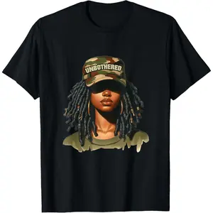 Unbothered Melanin Dreadlocks T-Shirt - Camo Print Black History Month Tee for Women & Men - Stylish Locs Design Unisex Shirt