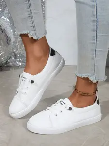 New Fashion Casual Soft Sole Shoes, Student Friendly All-Season Board Sneakers, Comfortable Low Top Plain Design
