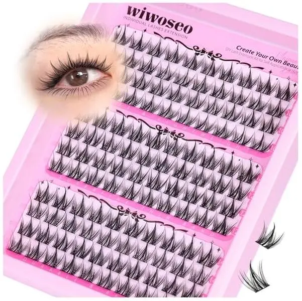 wiwoseo Manga Lash Clusters Fairy Eyelash Cluster Eyelash Extensions Clusters Lashes CC Curly Natural Lash Clusters Spiky Individual Lashes Wispy Cluster Lashes for Beginners DIY at Home (10-14MM)