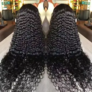Deep Wave 13x6 HD Lace Front Human Hair Wig Brazilian Curly Wigs Human Hair For Black Women Pre Plucked Wet An Wavy Lace Frontal Wig 200% Density