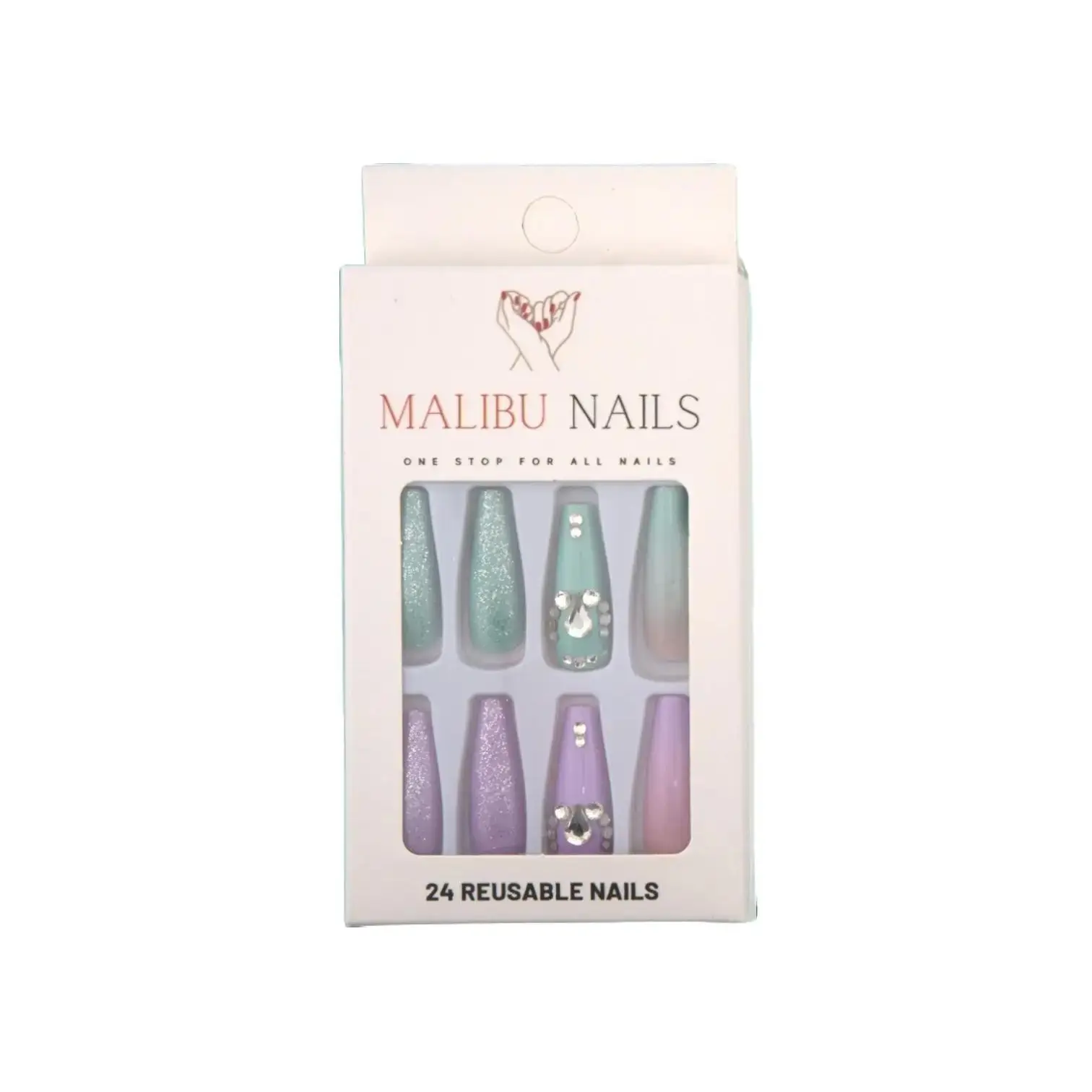 MALIBU Light Blue Press-On Nails - Elegant Long Coffin Design for a Chic and Minimal Look.