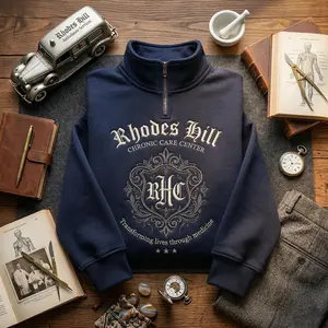 Embroidered Rhodes Hill Chronic Care Center Zip Sweatshirt, Resident Evil 9 Requiem Care Center Zip Sweatshirt, RE9 Gamer, Raccoon City Ada