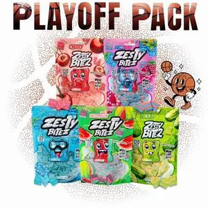 Zesty Bitez Playoff Pack 5 Flavors - Mini Snack Bites in Blazzberry, Cherry, Pickle, Berry Blue, and Watermelon Fruity Flavors Candy Sour Sweet