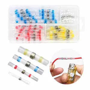 100pcs Heat Shrink Wire Connectors Kit| Waterproof Solder Seal Electrical Terminals with Storage Box- Easy Heat Shrink Electrical Wire Terminals Kit for Auto & Marine