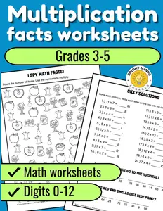Multiplication Facts Worksheets: Grades 3-5 Digits 0-12 Math Worksheets (Multiplication Facts Practice for Kids)