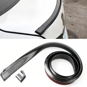55x1.3 inch Car Trunk Spoiler Roof Lip Kit, 3D PU Rear Trunk Lip or Roof Spoiler Sticker Bar with Carbon Fiber Pattern /Black, Self-adhesive Car Rear Spoiler Exterior Rear Spoiler Kit, Punch-Free Installation Universal for Most Cars SUV Truck