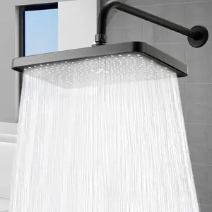 Luxurious 13-Inch Square Overhead Showerhead, High-Pressure Wall-Mounted Rain Showerhead, Rainfall Shower Head, Easy Installation, Durable Plastic Construction