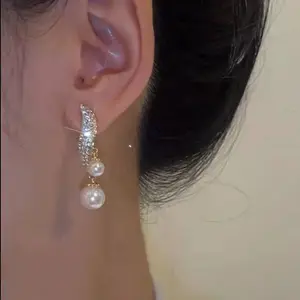 Geometric Sparkly Inlaid Drop Dangle Earrings for Women, Luxury Shimmer Statement Jewelry, Elegant Long Tassel Ear Accessories for Wedding Prom Anniversary Party Date Holiday Gift