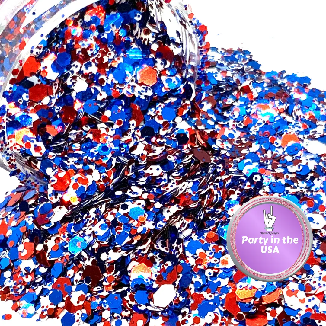 Party in the USA Red White Blue Chunky Glitter Mix