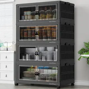 Broview V8 360Qt/480Qt/600Qt Stackable Storage Bins with Lids, Each 120Qt Storage Bins,Extra Large Closet Organizer Collapsible Drawer Boxes with Wheels, Folding Plastic Cabinet Containers for Home Kitchen Room Organization