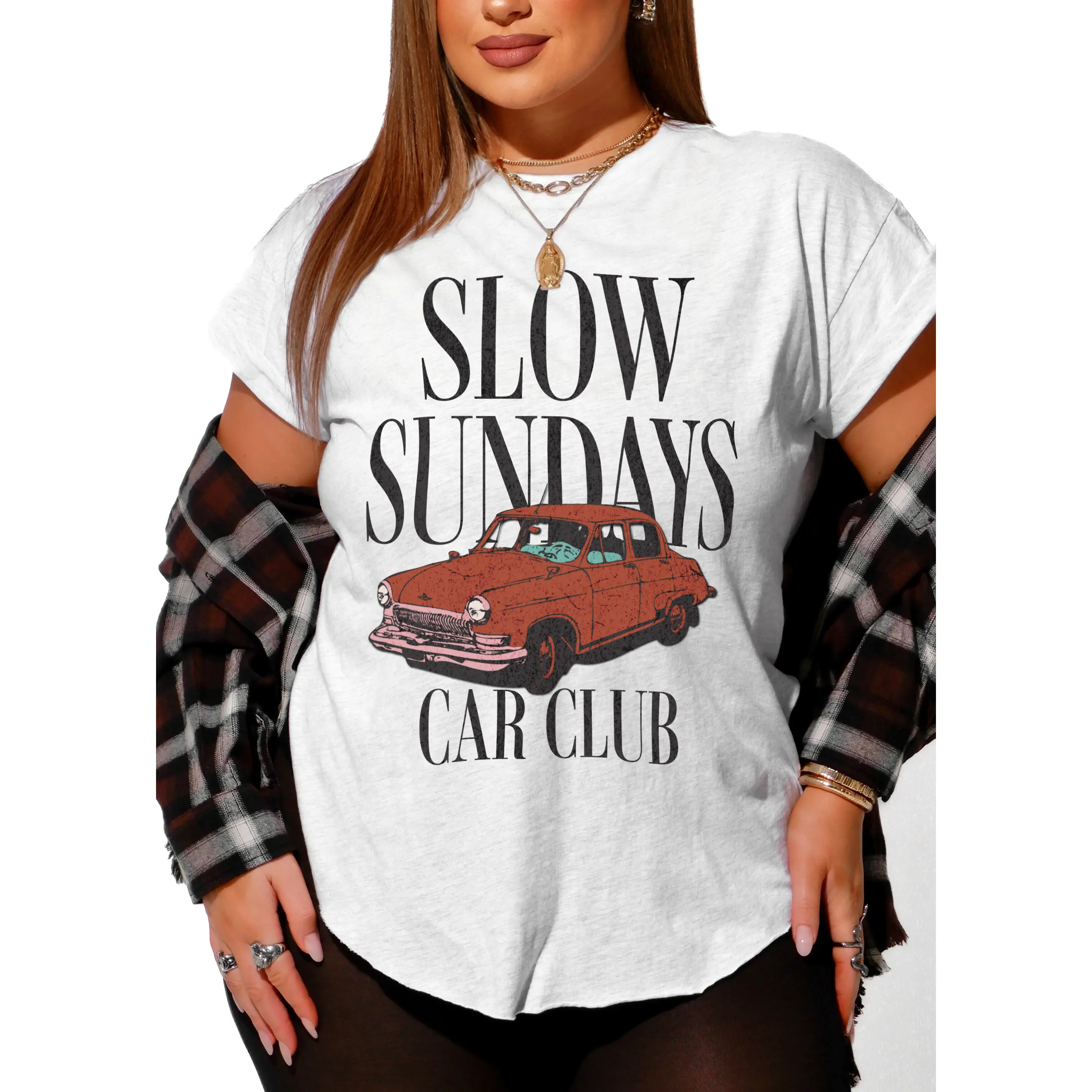 SLOW SUNDAYS CAR CLUB SIDE SLIT TEE