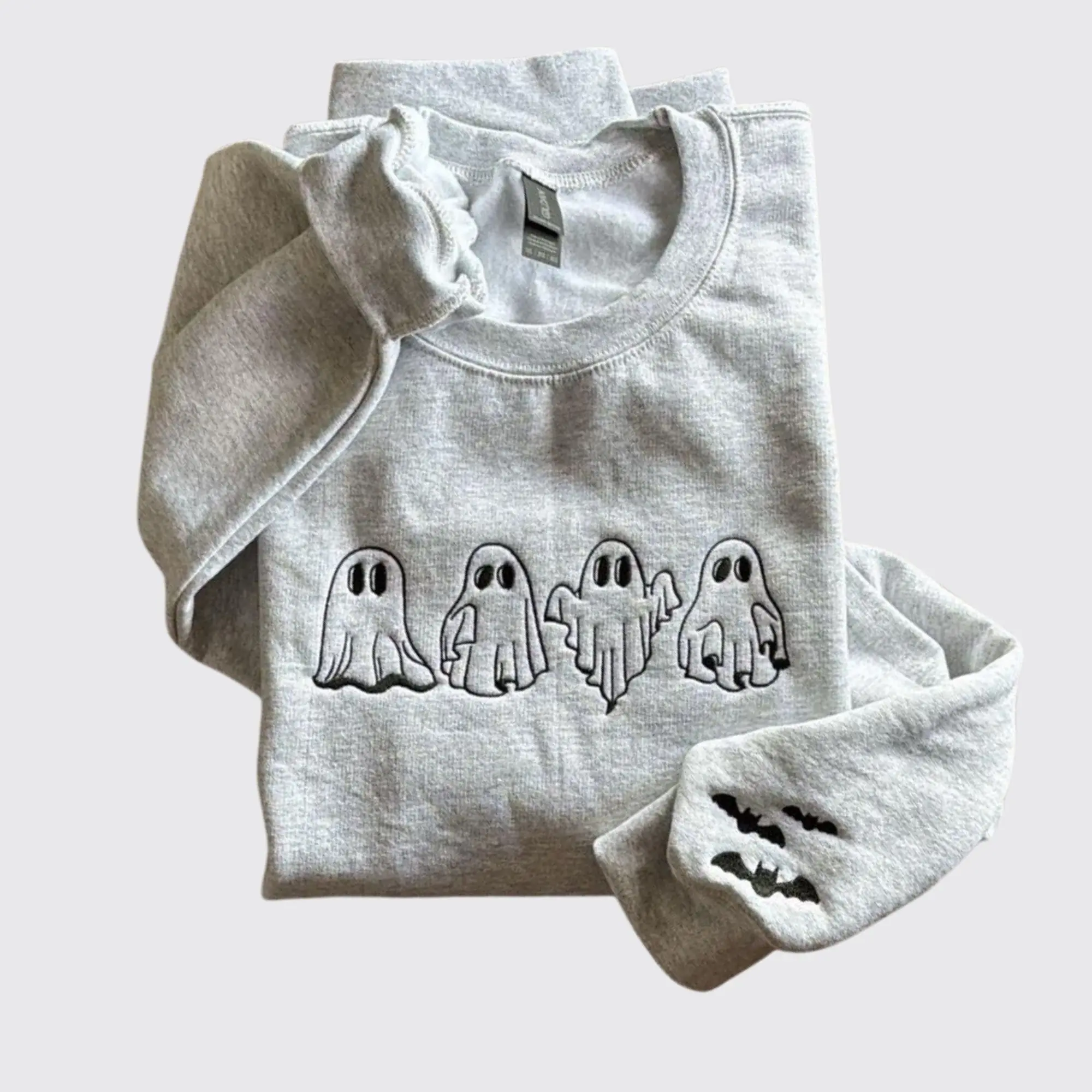 Cute Ghosts & Bats Embroidered Shirt, Funny Halloween T-Shirt Sweatshirt Hoodie, Minimalist Spooky Ghost Crewneck, Kawaii Fall Graphic Tee, Unisex Streetwear Top
