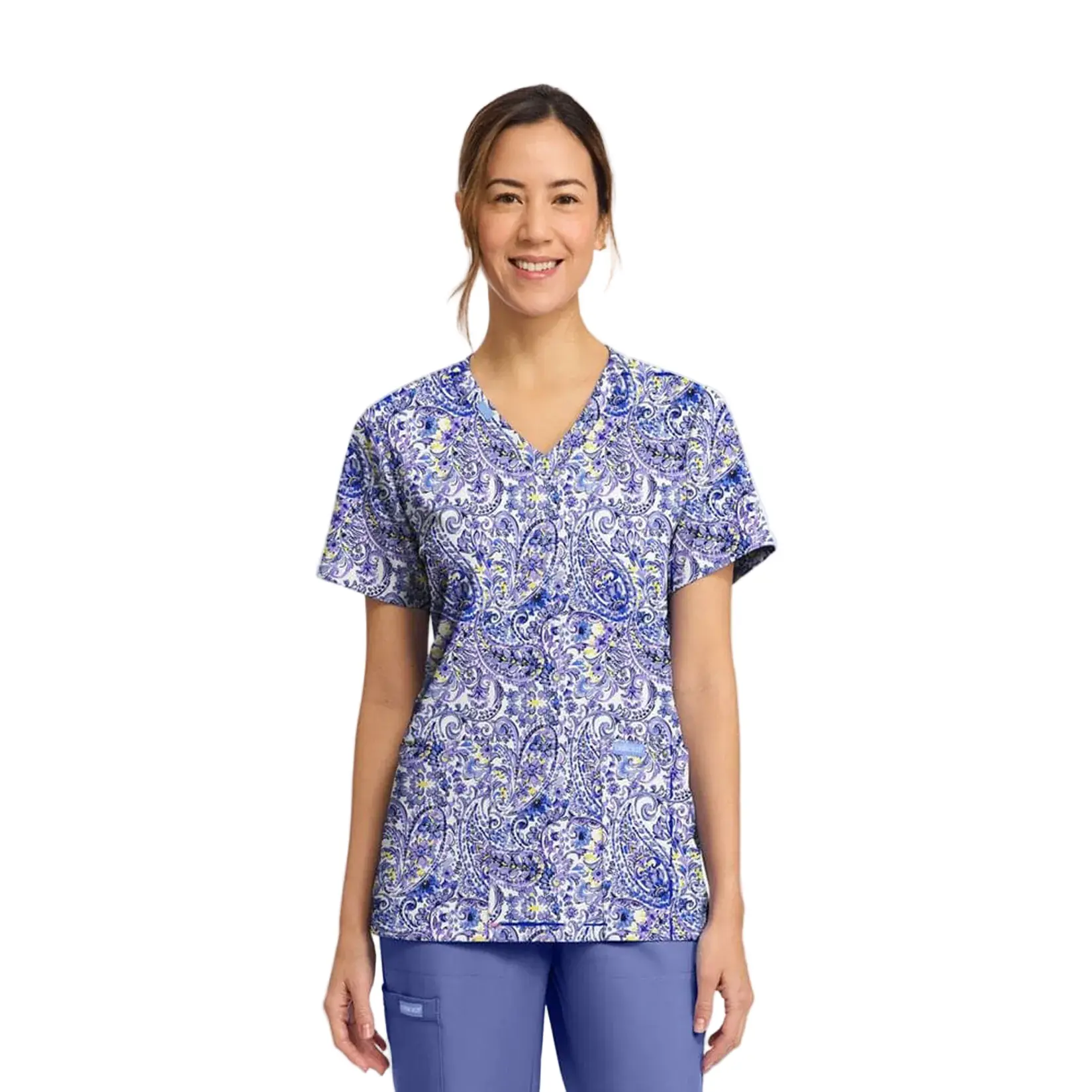 Cherokee Workwear Women's Originals V-Neck Print Scrub Top